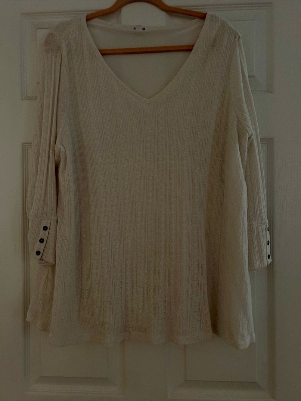 Westport Cream V-Neck Knit Tunic with Button Cuffs